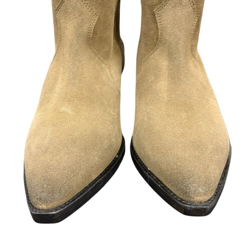Isabel Marant Denvee Boots Suede Knee High Cowboy Pointed Toe Western Taupe Sz 5 - Picture 4 of 14